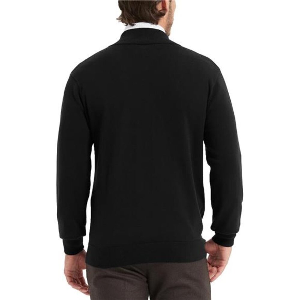Mens Cotton Zip Cardigan Sweater Jacket Full Zip Stand Collar Knit Lightweight - Picture 4 of 7